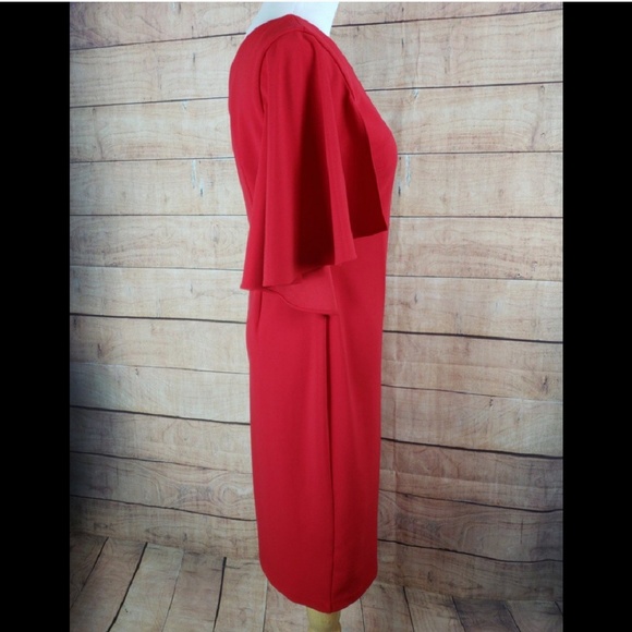 NWT CALVIN KLEIN Red One Shoulder Sheath Dress - Picture 5 of 8
